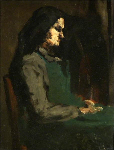 Woman with a Green Apron - Théodule-Augustin Ribot