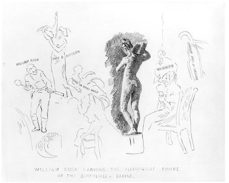 William Rush Carving The Allegorical Figure Of The Schuylkill - 湯姆·艾金斯