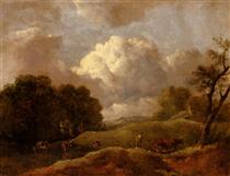 An Extensive Landscape With Cattle And A Drover - Thomas Gainsborough