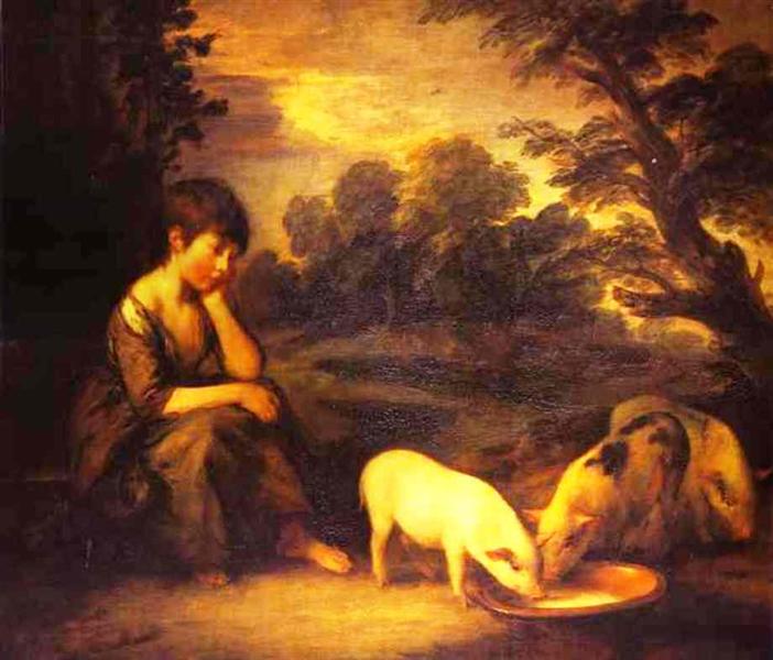 Girl with Pigs, 1782 - 根茲巴羅
