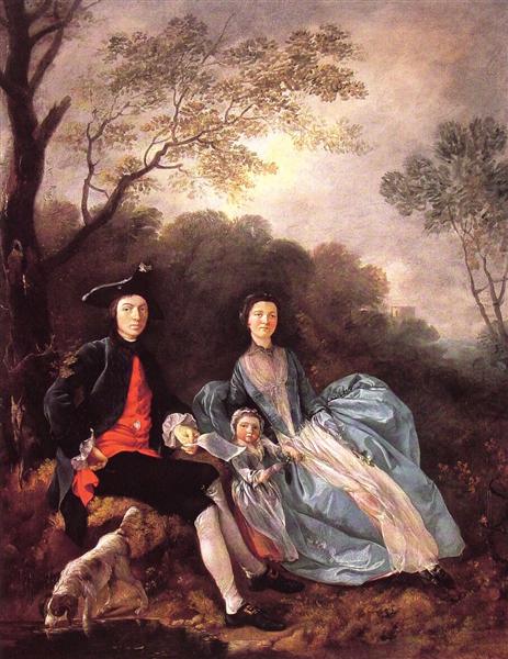 The Artist with his Wife and Daughter, c.1748 - Томас Гейнсборо
