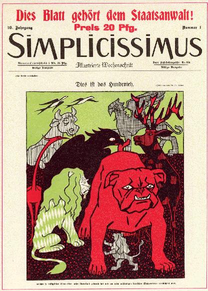 Cover illustration for the magazine Simplicissimus, 1910 - Томас Теодор Гейне