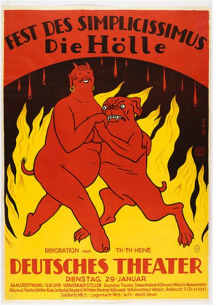 Poster for the Simplicissimus Festival Hell (Hölle), 1929 - Томас Теодор Гейне