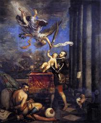 Philip II Offering Don Fernando to Victory - Ticiano Vecellio