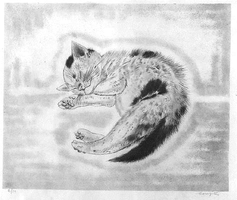 Cat on the Alert (A Book of Cats) - Tsugouharu Foujita