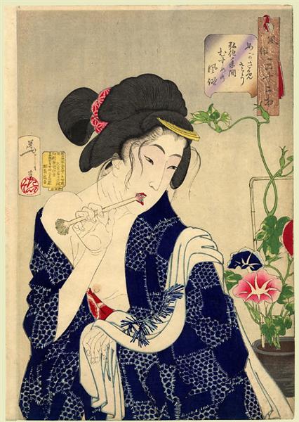 Looking as if she is waking up - The appearance of a maiden of the Koka era, 1888 - Tsukioka Yoshitoshi
