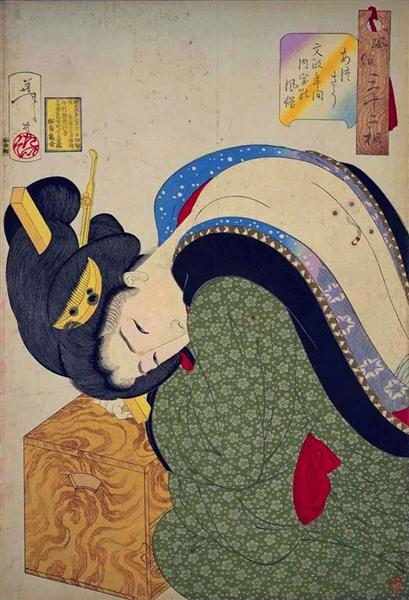 Looking hot - The appearance of a housewife in the Bunsei era, 1888 - Tsukioka Yoshitoshi