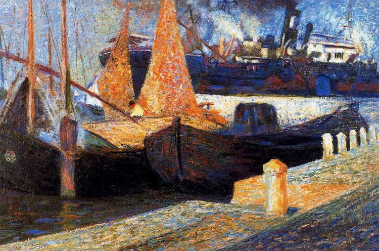 Boats in Sunlight, 1907 - Umberto Boccioni