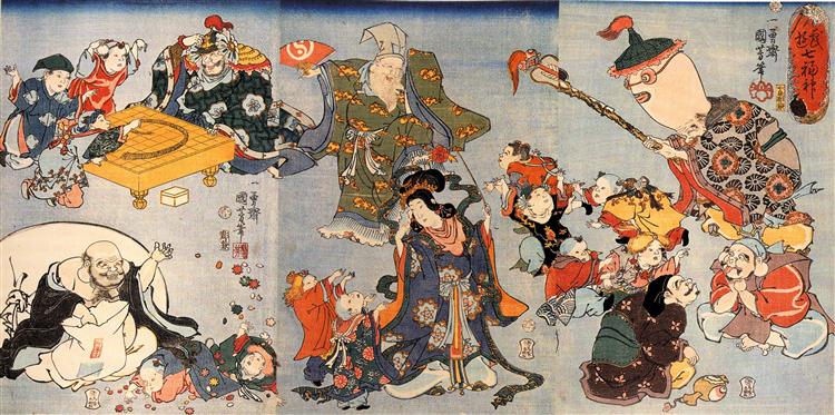 The seven gods of good fortune - Утаґава Кунійосі