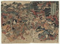 Oguri Hangan Sukeshige in Battle - Utagawa Sadatora