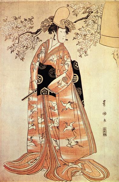 Nakamura Nosio the second performs the dance "Dodzedzi", 1796 - Утагава Тоёкуни