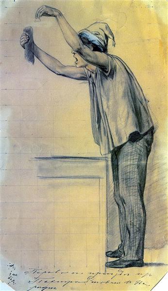 Мальчик с поднятыми руками, обращающийся к публике, 1864 - Василий Перов