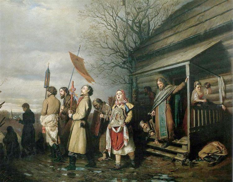 Сельский крестный ход на Пасхе, 1861 - Василий Перов