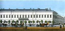Demidov hotel. Fragment of "Panorama of Nevsky Prospect" - Vasily Sadovnikov
