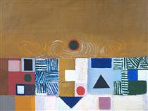 Square Motif, Blue and Gold: The Eclipse - Victor Pasmore
