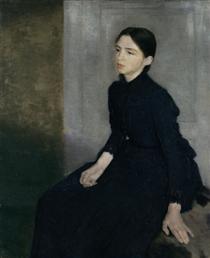 Portrait of a young woman. The artist's sister Anna Hammershøi - Vilhelm Hammershøi