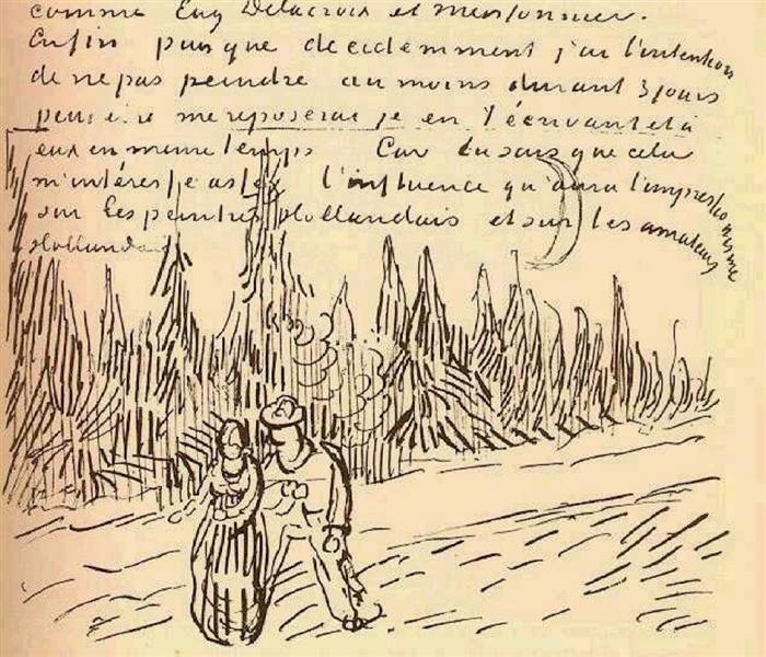 Кипарисова алея з гуляючою парою, 1888 - Вінсент Ван Гог