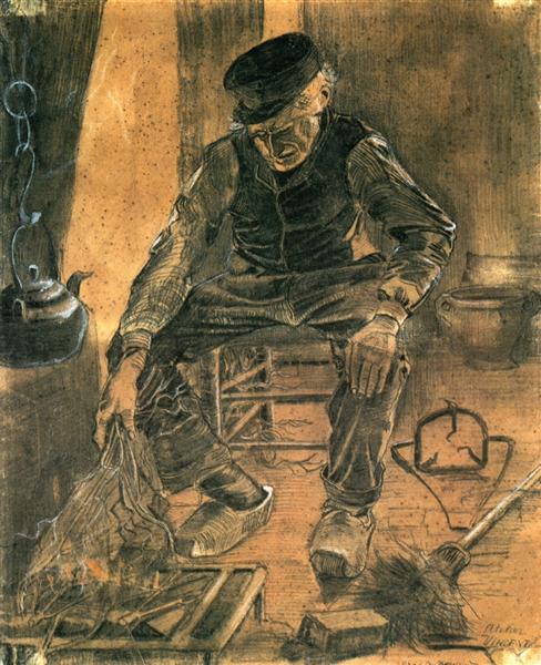 An Old Man Putting Dry Rice on the Hearth, 1881 - Vincent van Gogh