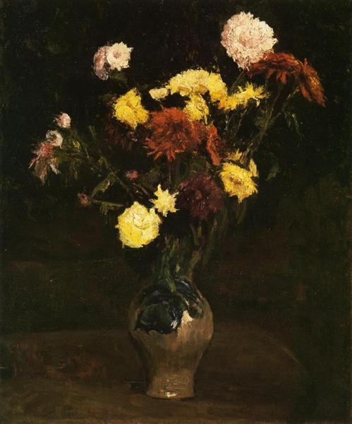 Basket of Carnations and Zinnias, 1886 - Вінсент Ван Гог