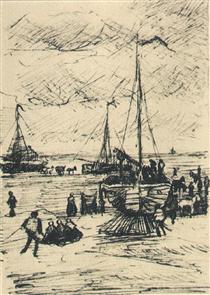 Beach and Boats - Vincent van Gogh