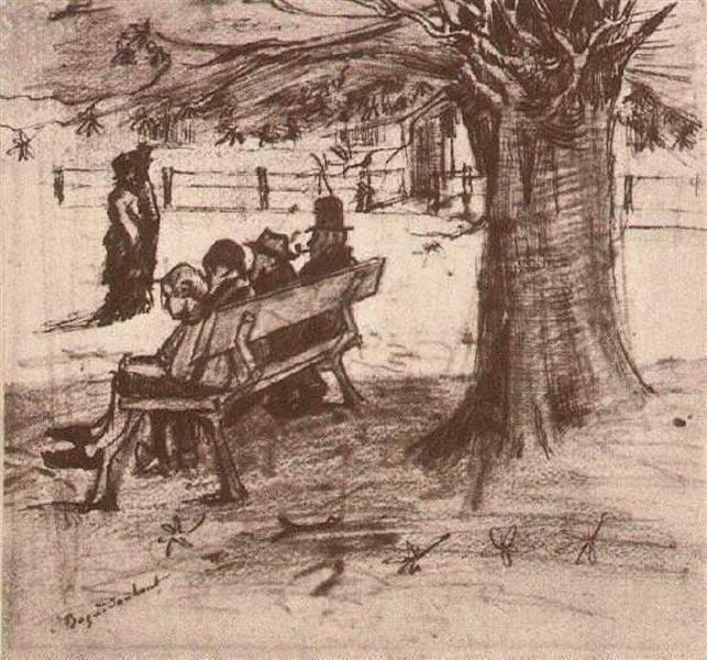 Лавка з чотирьма людьми, 1882 - Вінсент Ван Гог