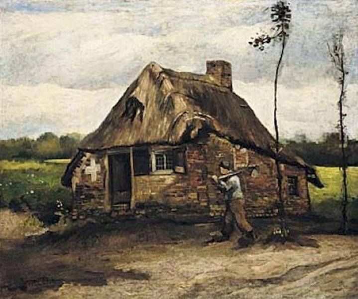 Cottage with Peasant Coming Home, 1885 - Винсент Ван Гог