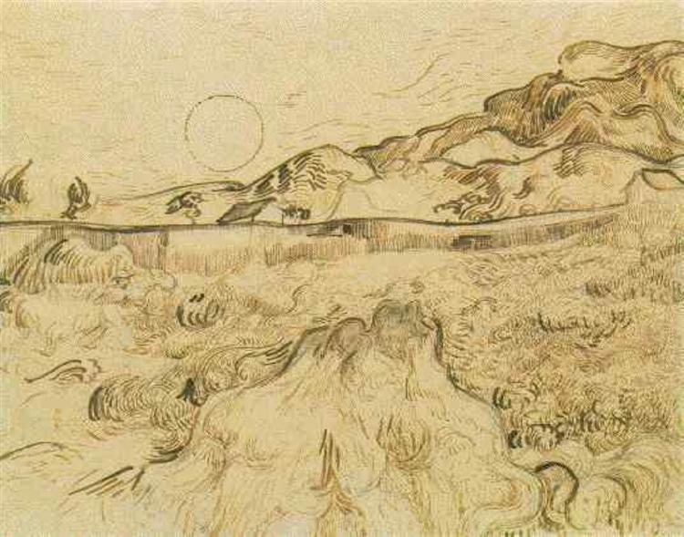 Enclosed Wheat Field with Reaper, 1889 - 梵谷