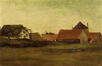 Farmhouses in Loosduinen near The Hague at Twilight - Vincent van Gogh