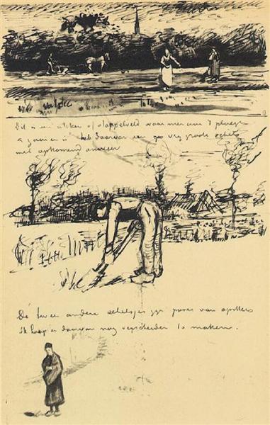 Field in a Thunderstorm, 1881 - Винсент Ван Гог