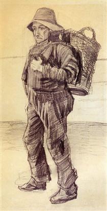Fisherman with Basket on his Back - Vincent van Gogh