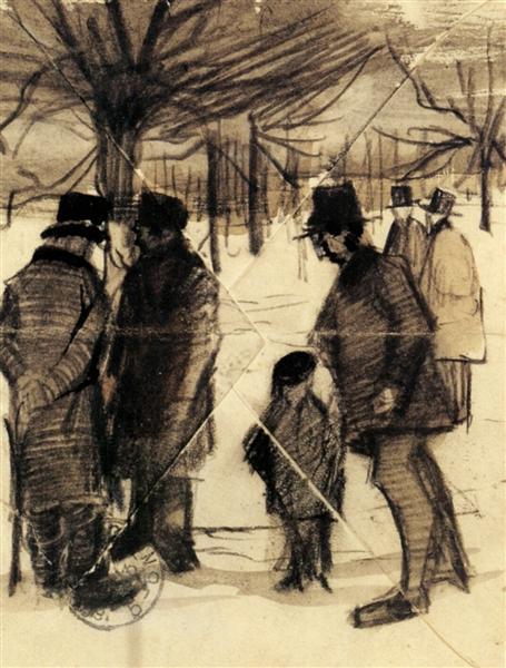 Five Men and a Child in the Snow, 1883 - Винсент Ван Гог