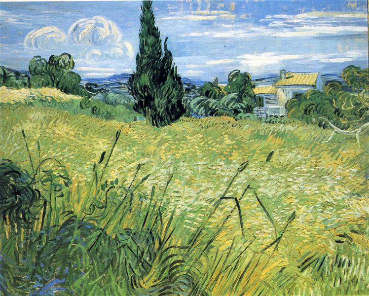 Green Wheat Field with Cypress, 1889 - Винсент Ван Гог