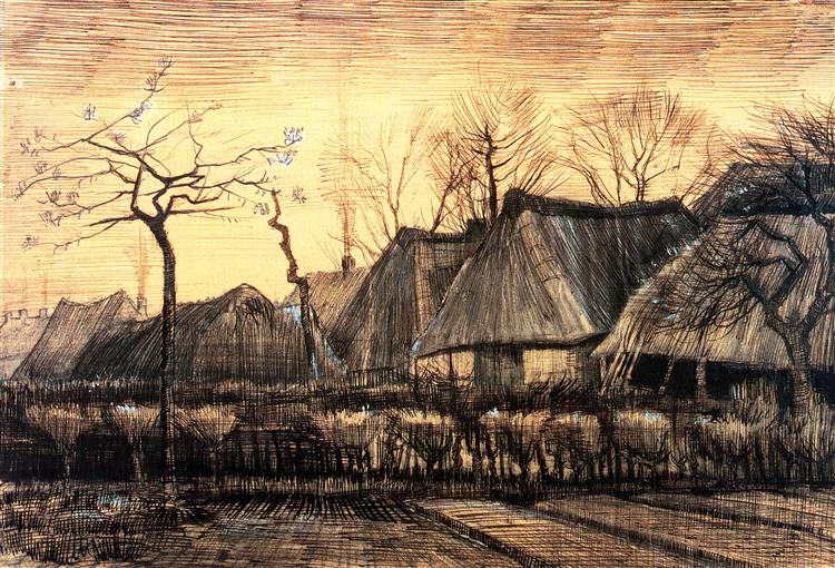 Houses with Thatched Roofs, 1884 - Винсент Ван Гог