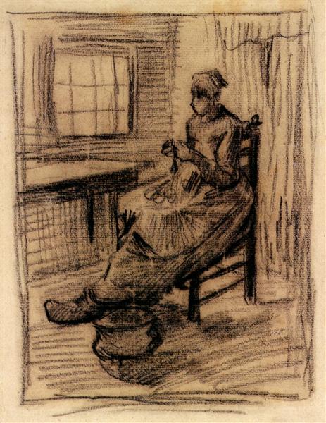 Interior with Peasant Woman Peeling Potatoes, 1885 - Винсент Ван Гог
