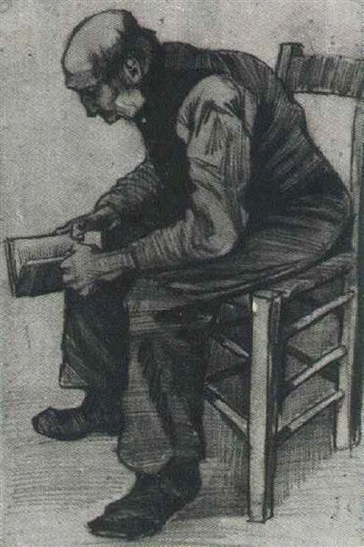Man, Sitting, Reading a Book, 1882 - Винсент Ван Гог
