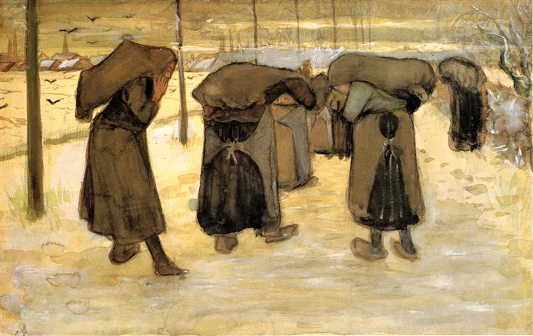 Miners' wives carrying sacks of coal, 1882 - Vincent van Gogh