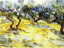 Olive Trees Bright Blue Sky - Vincent van Gogh