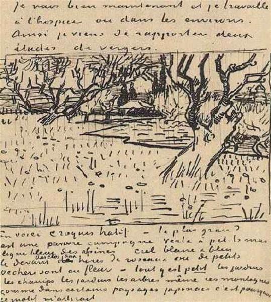 Orchard in Bloom with View of Arles, 1889 - Вінсент Ван Гог