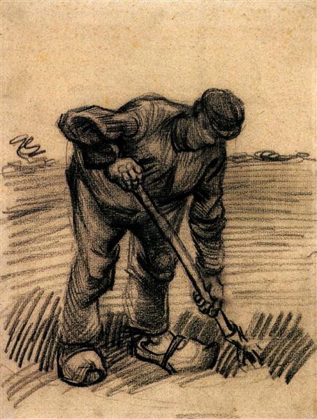 Peasant Lifting Potatoes, 1885 - 梵谷