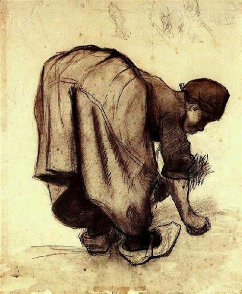 Peasant Woman Bending Over, 1885 - 梵谷