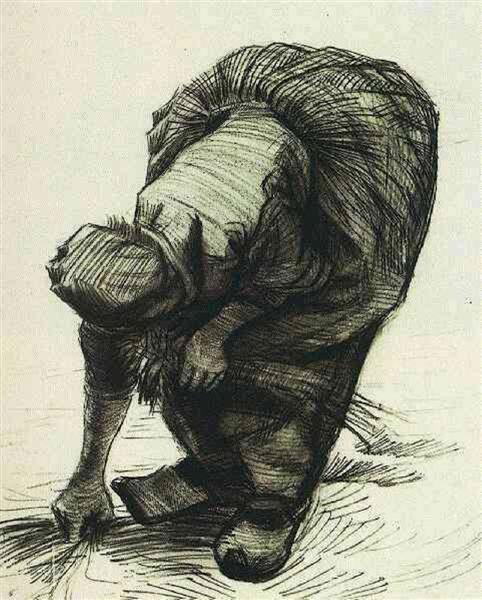 Peasant Woman Stooping and Gleaning, 1885 - Vincent van Gogh