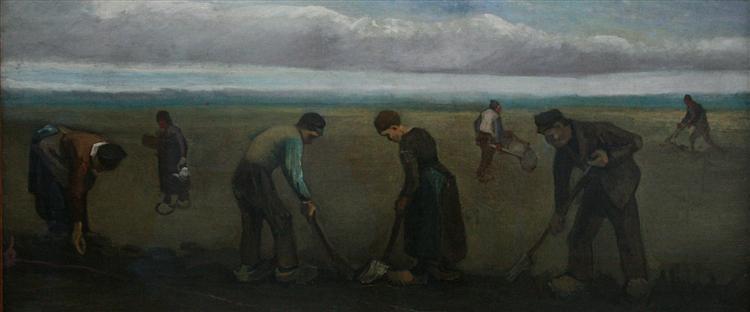Peasants planting potatoes, 1884 - Вінсент Ван Гог