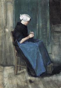 Scheveningen Woman Knitting - Вінсент Ван Гог