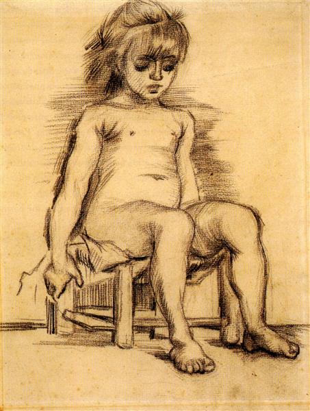 Seated Girl Seen from the Front, c.1886 - 梵谷