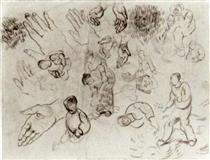 Sheet with Hands and Several Figures - Vincent van Gogh