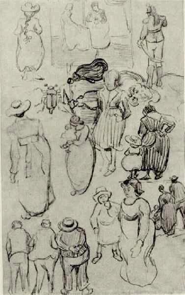 Sheet with Many Sketches of Figures, 1890 - Vincent van Gogh