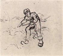 Sketch of a Peasant Working - 梵谷
