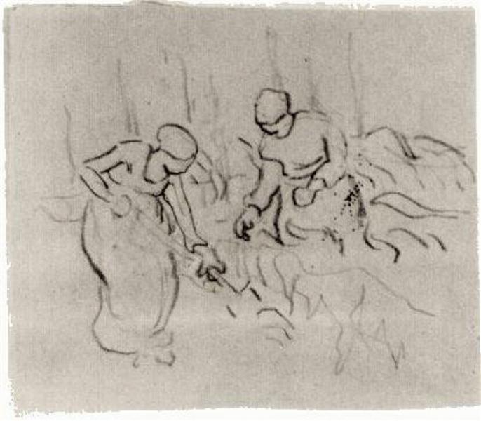 Sketch Of Women In A Field Vincent Van Gogh Wikiart Org