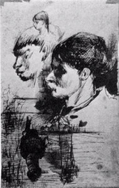 Sketches of Heads, 1884 - Винсент Ван Гог
