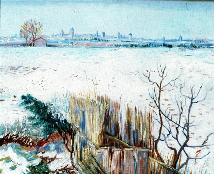 Snowy Landscape with Arles in the Background, 1888 - 梵谷